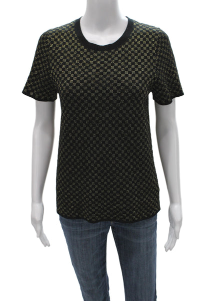 Replica Los Angeles Womens Basic Black Silk Geometric T-Shirt Size S