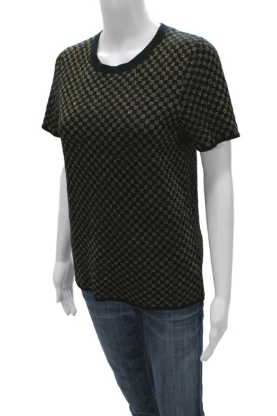 Replica Los Angeles Womens Basic Black Silk Geometric T-Shirt Size S
