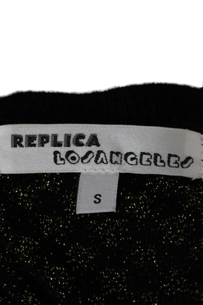 Replica Los Angeles Womens Basic Black Silk Geometric T-Shirt Size S