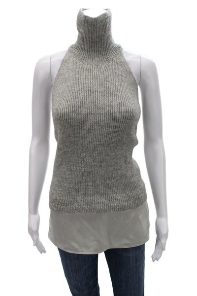KaufmanFranco Unisex Gray Full Zip Wool Turtleneck Vest Sweater Size XS