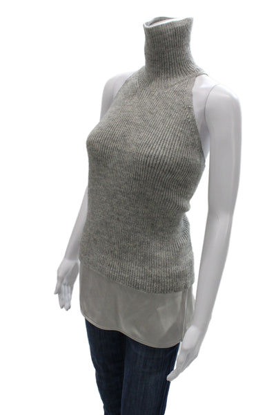 KaufmanFranco Unisex Gray Full Zip Wool Turtleneck Vest Sweater Size XS