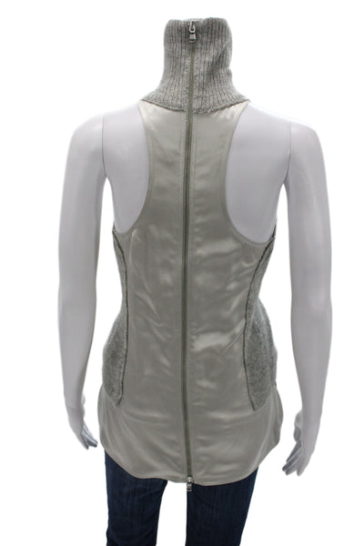KaufmanFranco Unisex Gray Full Zip Wool Turtleneck Vest Sweater Size XS
