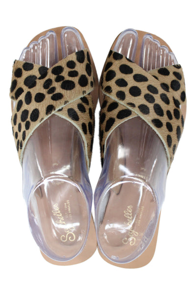 Seychelles Women's Leathe Criss Cross Strap Slide Sandals Animal Print Size 6.5