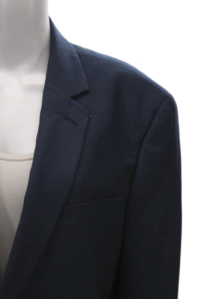 Michael Michael Kors Mens Dark Blue Collared Button Solid Blazer Size 42