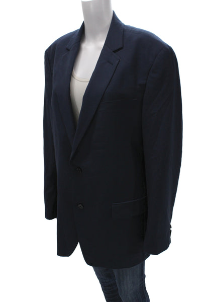Michael Michael Kors Mens Dark Blue Collared Button Solid Blazer Size 42