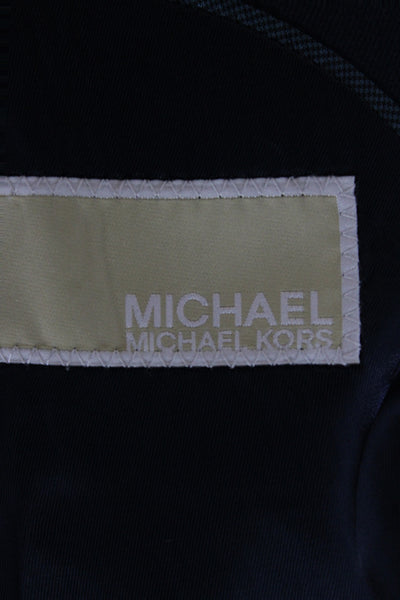 Michael Michael Kors Mens Dark Blue Collared Button Solid Blazer Size 42