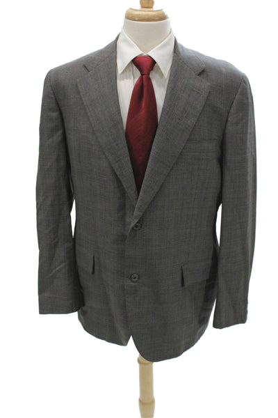 Brooks Brothers Mens Gray Check Cupro Blazer Long Sleeve Size 48