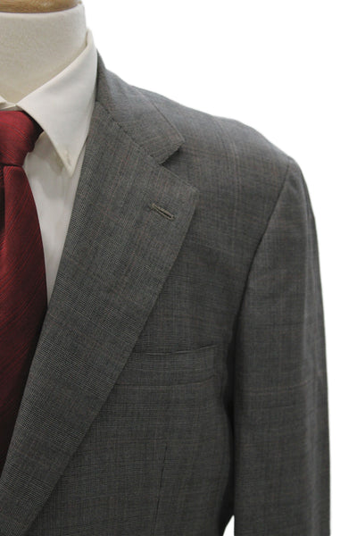 Brooks Brothers Mens Gray Check Cupro Blazer Long Sleeve Size 48