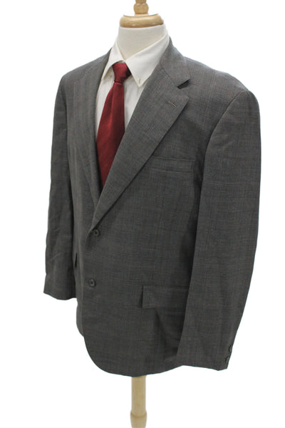 Brooks Brothers Mens Gray Check Cupro Blazer Long Sleeve Size 48