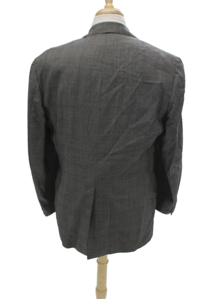 Brooks Brothers Mens Gray Check Cupro Blazer Long Sleeve Size 48