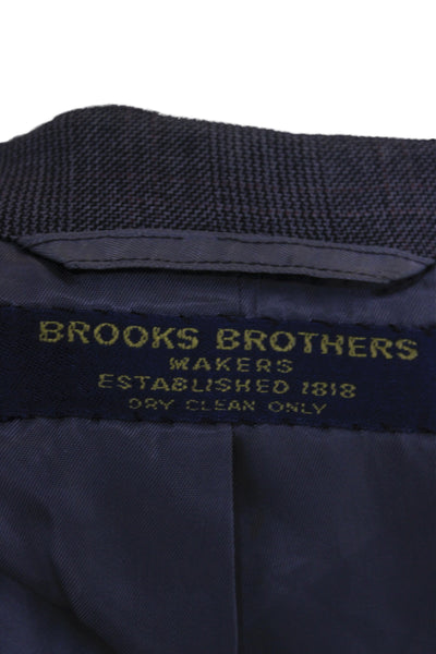 Brooks Brothers Mens Gray Check Cupro Blazer Long Sleeve Size 48