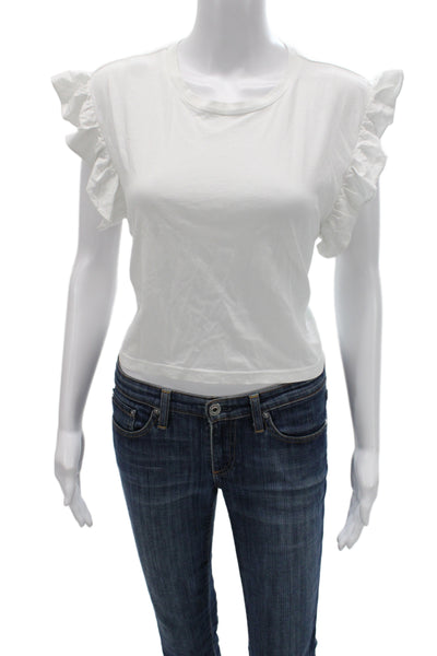 Zara Women Basic Sleeveless Cotton Crew Neck T-Shirt White Size S