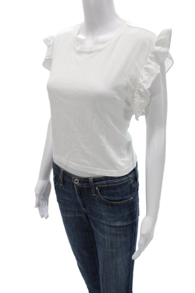 Zara Women Basic Sleeveless Cotton Crew Neck T-Shirt White Size S