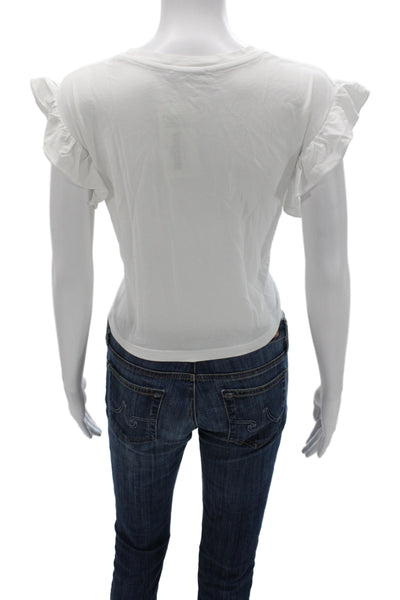 Zara Women Basic Sleeveless Cotton Crew Neck T-Shirt White Size S