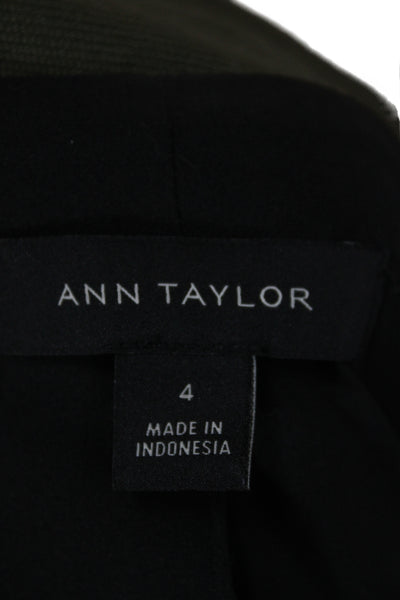 Ann Taylor Womens Military Jacket Green Long Sleeve Button Cotton Size 4