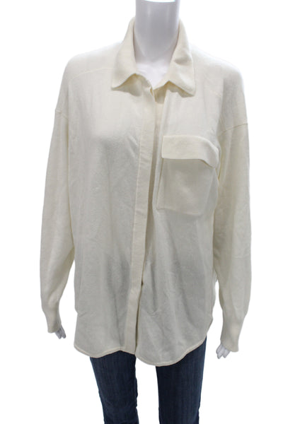 Reiss Unisex Beige Collared Button Cotton Wool Sweater Long Sleeve Size M