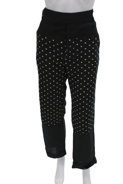 Haider Ackermann Women Cropped Black Polka Dot Pants Size L