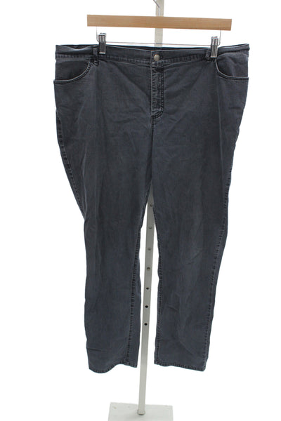 Lafayette 148 New York Unisex Dark Gray Straight Jeans Mid Rise Button Size 18