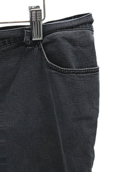 Lafayette 148 New York Unisex Dark Gray Straight Jeans Mid Rise Button Size 18