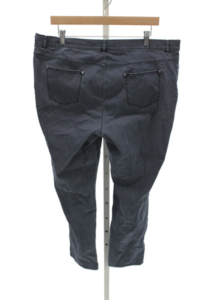 Lafayette 148 New York Unisex Dark Gray Straight Jeans Mid Rise Button Size 18