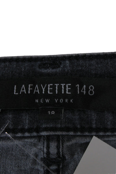Lafayette 148 New York Unisex Dark Gray Straight Jeans Mid Rise Button Size 18