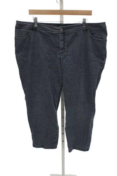 Lafayette 148 New York Womens Cropped Dark Gray Mid Rise Button Jeans Size 18W