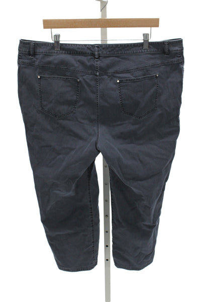 Lafayette 148 New York Womens Cropped Dark Gray Mid Rise Button Jeans Size 18W
