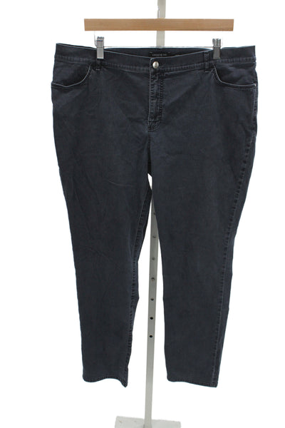 Lafayette 148 New York Women Cropped Ankle High Rise Dark Gray Jeans Size 18