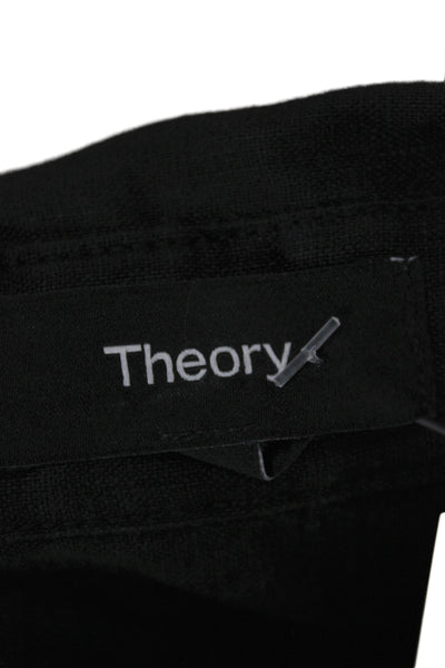 Theory Women Cropped Button-Up Cotton Collared Long Sleeve Black Size S