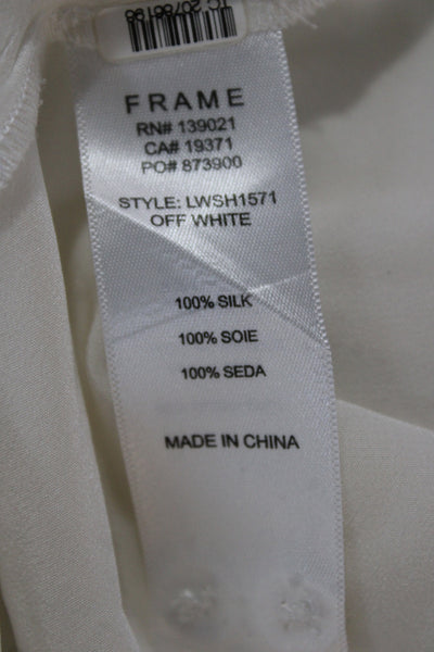 Frame Womens Silk Mock Neck Short Sleeve Blouse White Size S