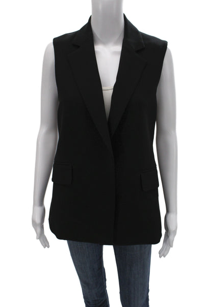 Theory Women Black Collared Vest Triacetate Polyester Size 6