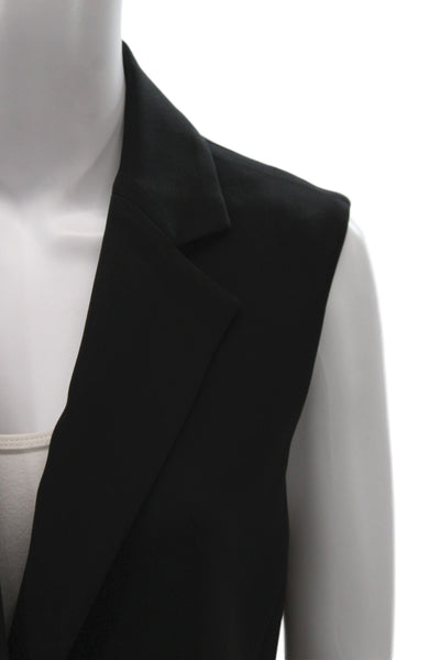 Theory Women Black Collared Vest Triacetate Polyester Size 6