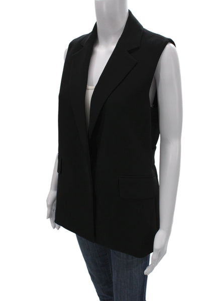 Theory Women Black Collared Vest Triacetate Polyester Size 6