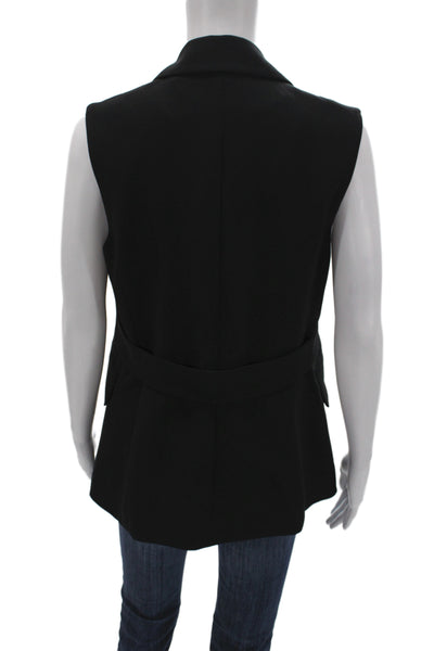 Theory Women Black Collared Vest Triacetate Polyester Size 6