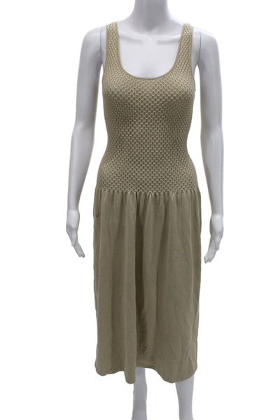 Theory Women Tank Sweater Dress Beige Knee Length Round Neck Sleeveless Size S