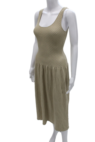 Theory Women Tank Sweater Dress Beige Knee Length Round Neck Sleeveless Size S