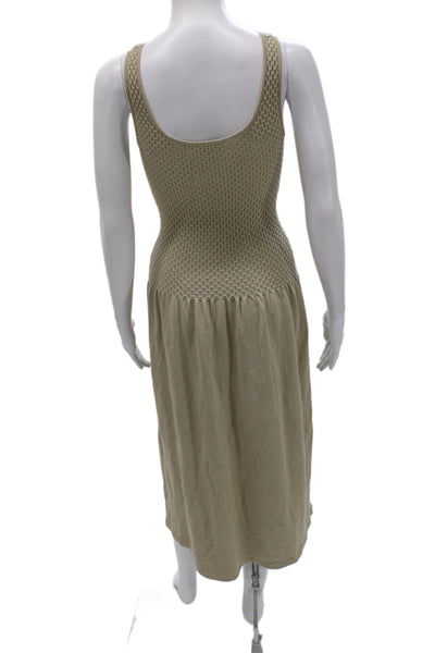 Theory Women Tank Sweater Dress Beige Knee Length Round Neck Sleeveless Size S