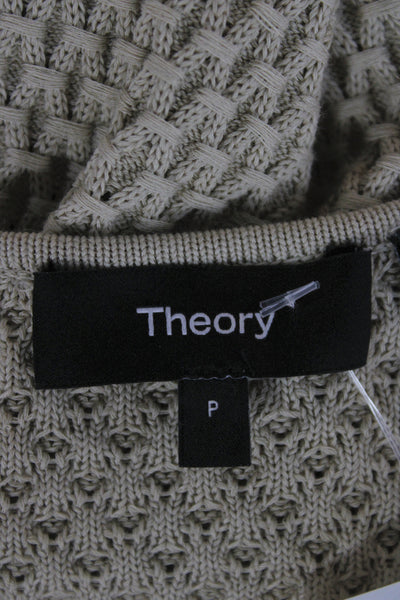 Theory Women Tank Sweater Dress Beige Knee Length Round Neck Sleeveless Size S