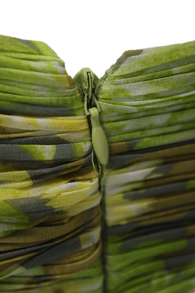 Chetta B Women Green Silk Floral Sundress Mini Sleeveless Size 4