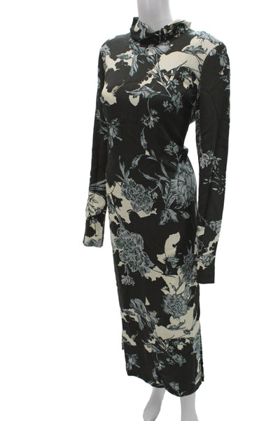 Reiss Womens Sheath Dress Black Long Sleeve Mock Neck Zip Size 12