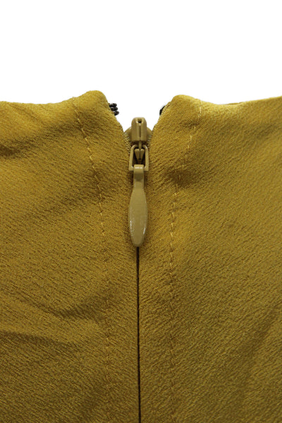 Equipment Femme Womens Midi Dress Yellow V-Neck Long Sleeve Button Size 2