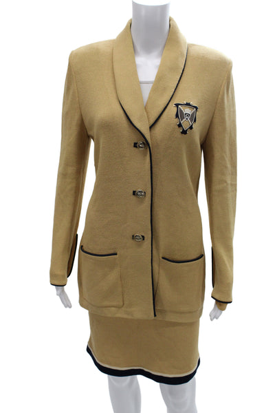 St. John Collection By Marie Gray Womens Blazer Skirt Suit Set Caramel Size 6