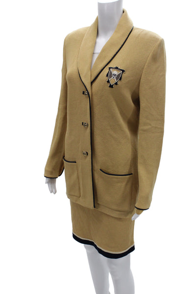 St. John Collection By Marie Gray Womens Blazer Skirt Suit Set Caramel Size 6