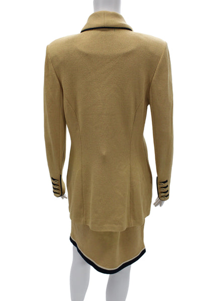 St. John Collection By Marie Gray Womens Blazer Skirt Suit Set Caramel Size 6