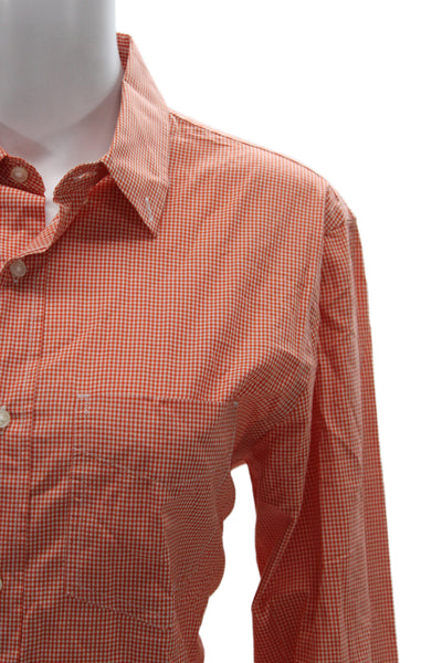 Club Monaco Unisex Long Sleeve Check Cotton Button-Up Orange Size M