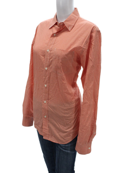 Club Monaco Unisex Long Sleeve Check Cotton Button-Up Orange Size M