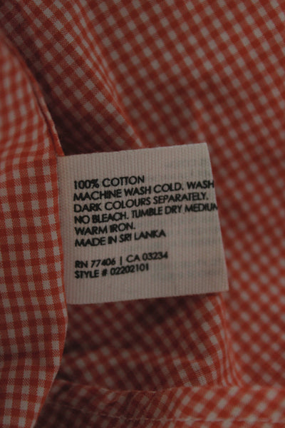 Club Monaco Unisex Long Sleeve Check Cotton Button-Up Orange Size M
