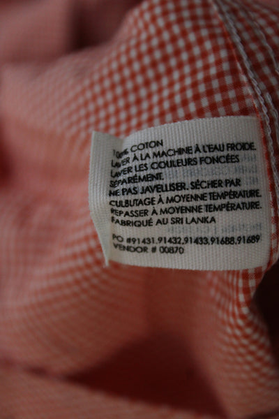 Club Monaco Unisex Long Sleeve Check Cotton Button-Up Orange Size M