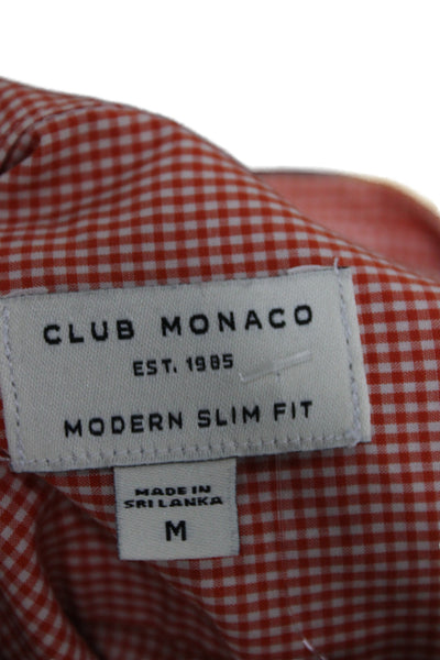 Club Monaco Unisex Long Sleeve Check Cotton Button-Up Orange Size M