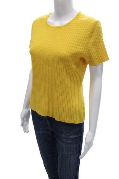 St. John Collection By Marie Gray Women Yellow Striped Short Sleeve Tee Size S